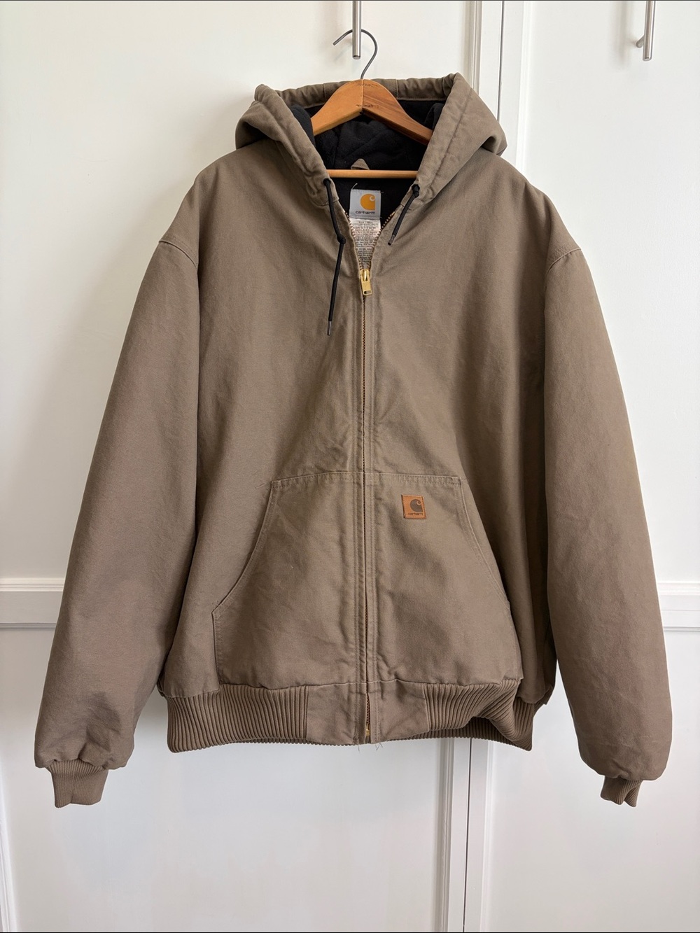 Carhartt Men’s active Hooded Zip-Front Jacket J130 in Taupe